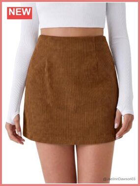 Cicy Bell Women Corduroy Mini Skirt A-Line High Rise with Built-in Shorts